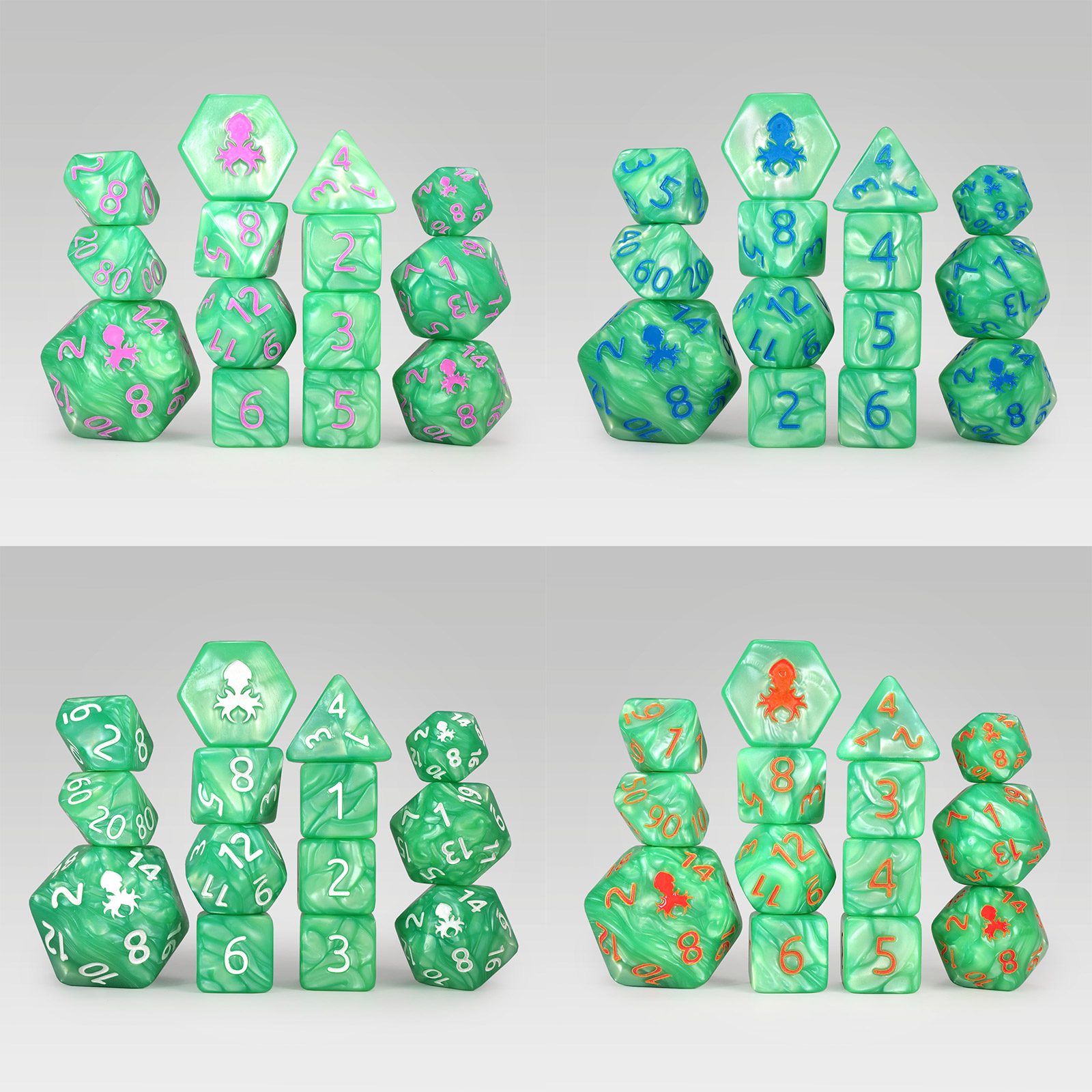 Kraken’s Signature Green 14pc Acrylic Dice Set