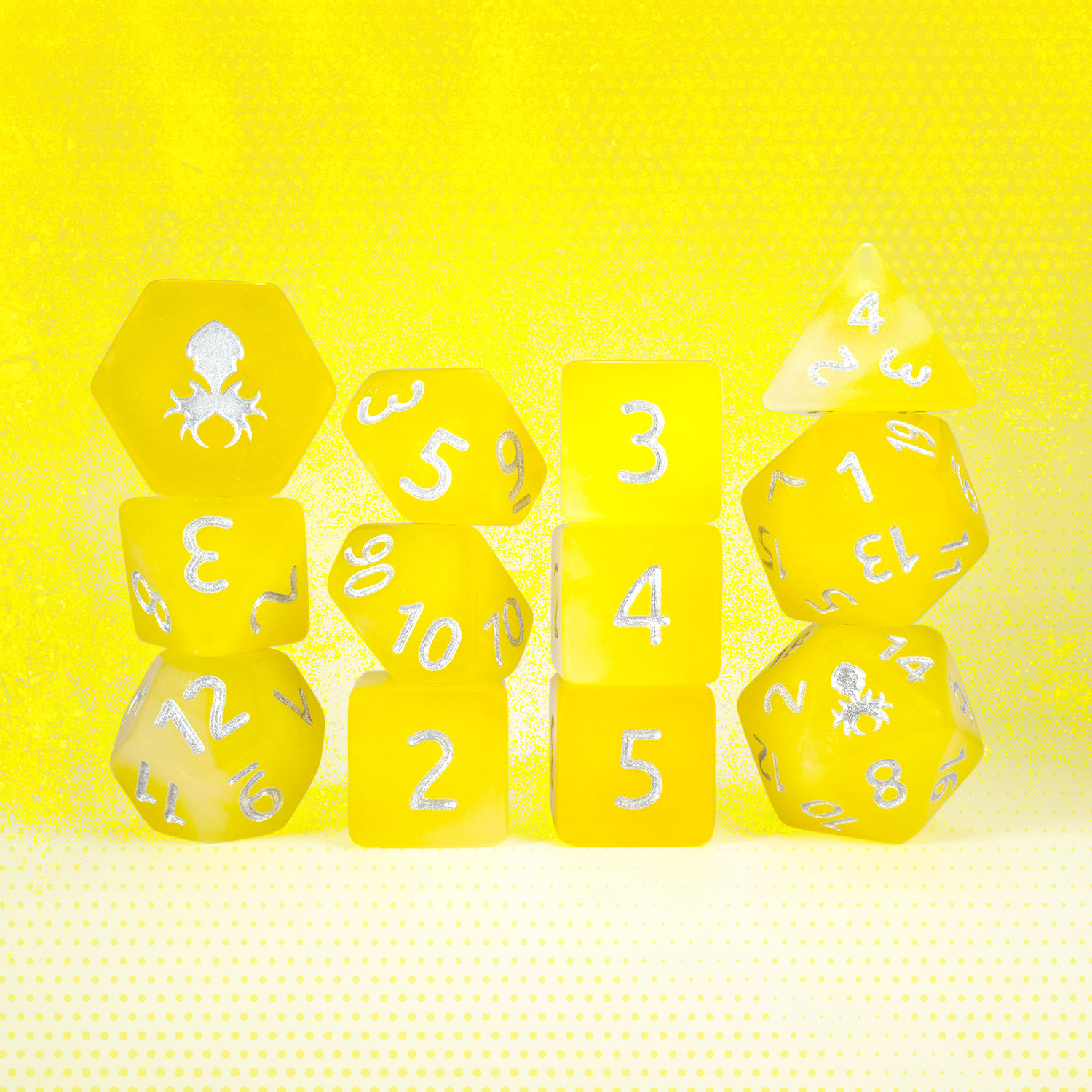 Lemon Drop Quencher Glow In The Dark 12pc Dice Set