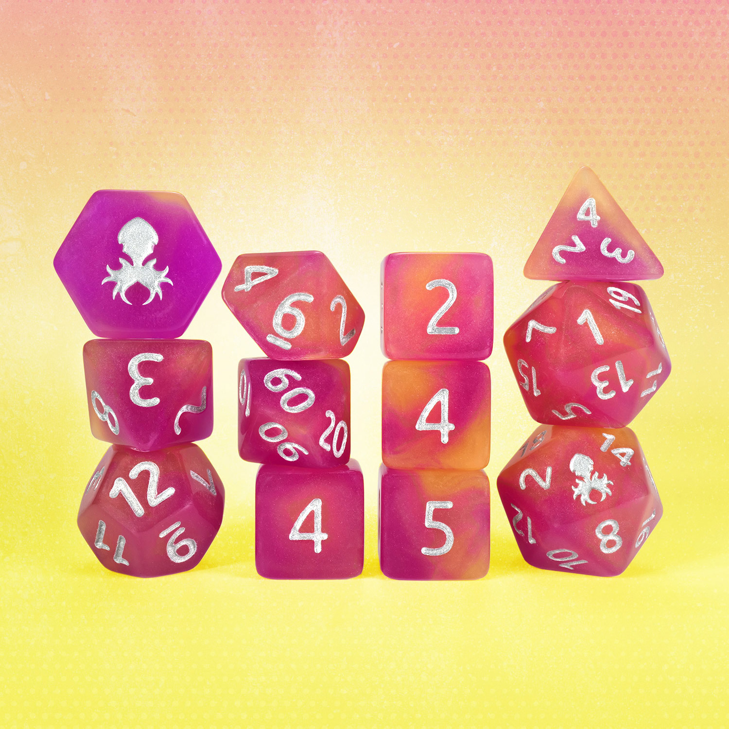 Raspberry Lemon Quencher Glow In The Dark 12pc Dice Set