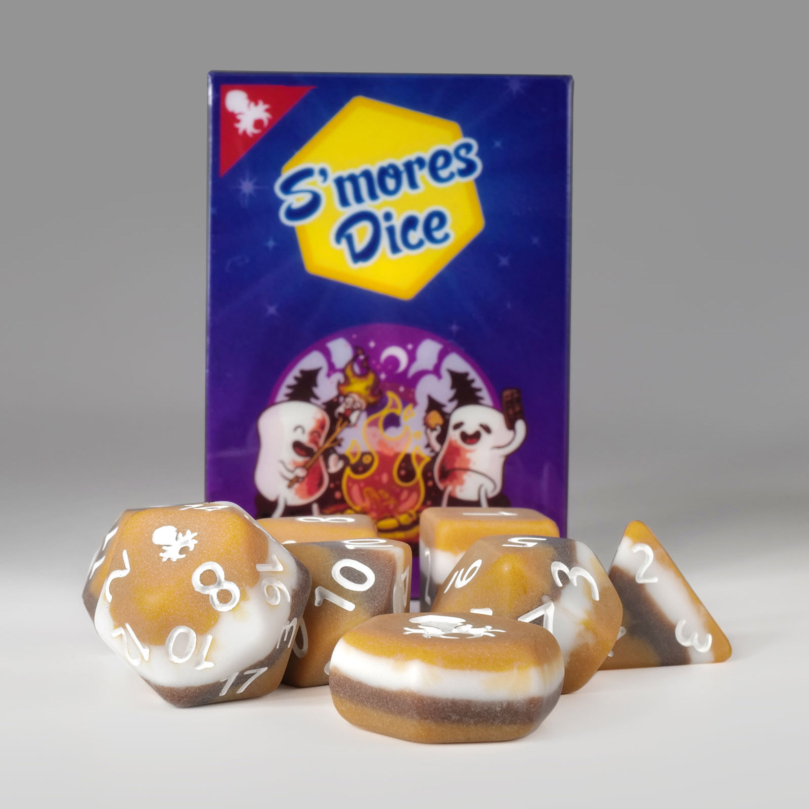Mini S'Mores 8pc Dice Set Inked In White