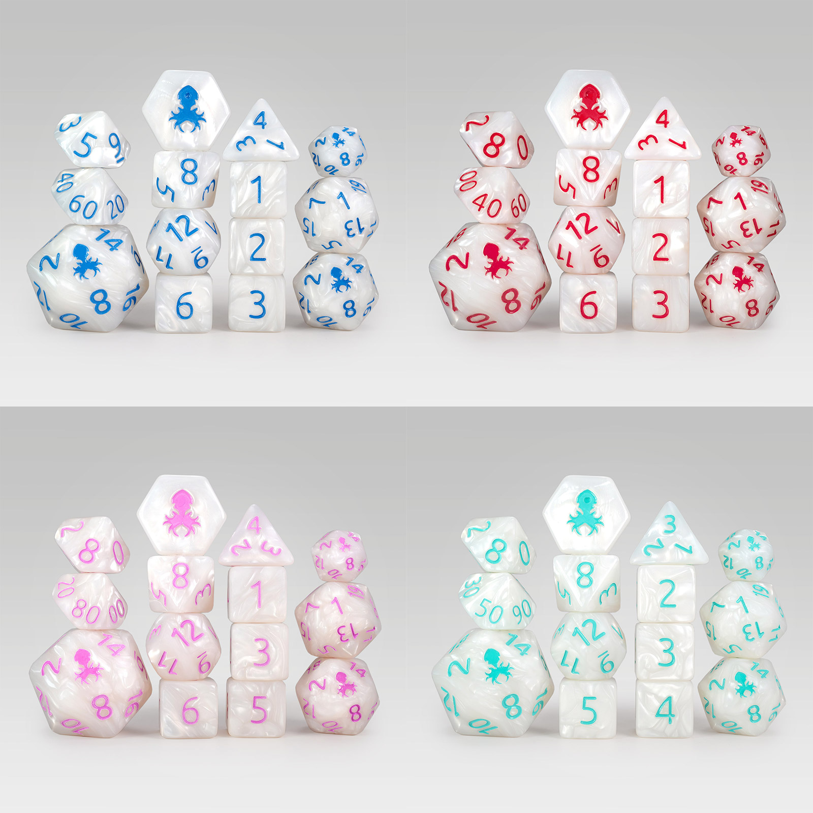 Kraken’s Signature White 14pc Acrylic Dice Set