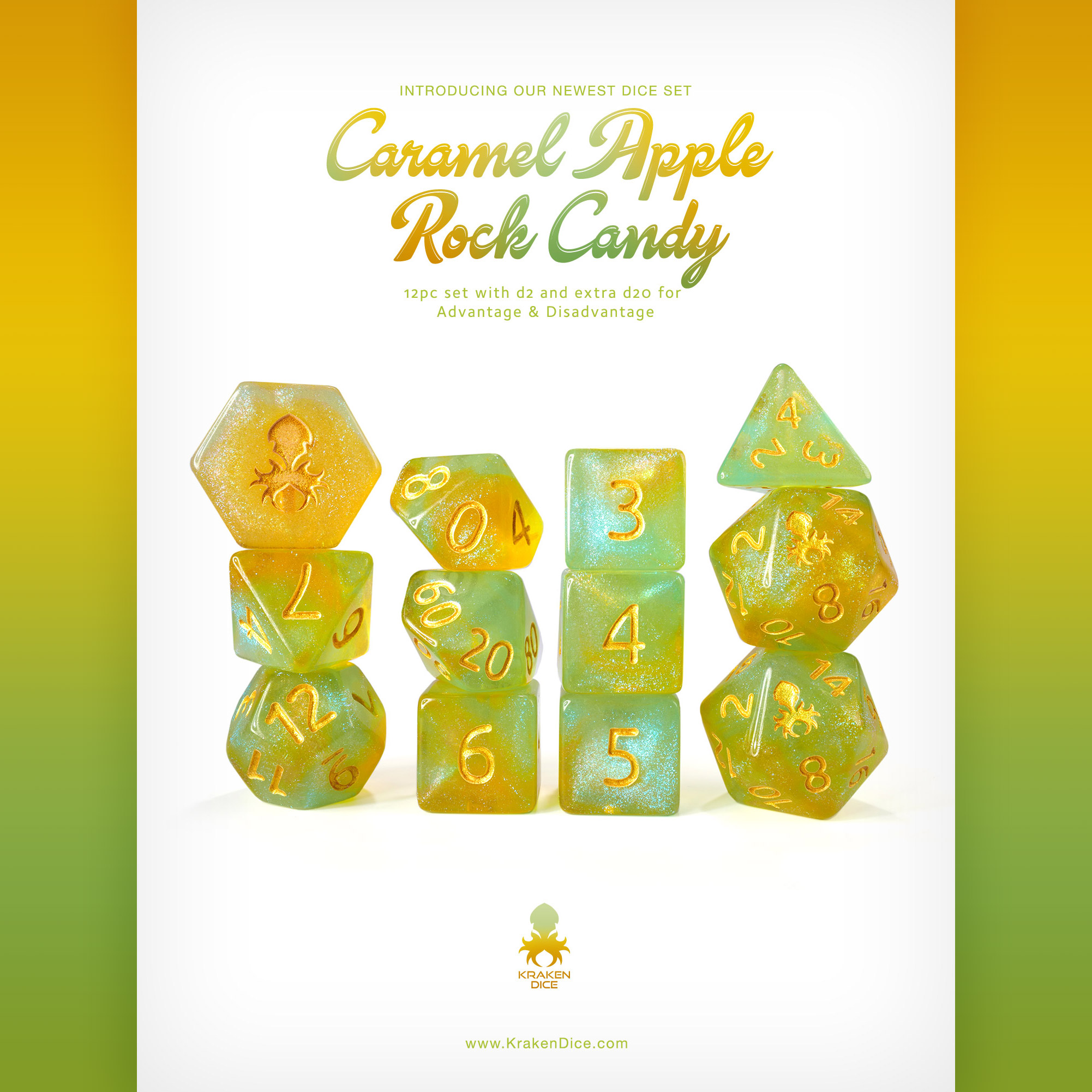 Caramel Apple Rock Candy Dice Set