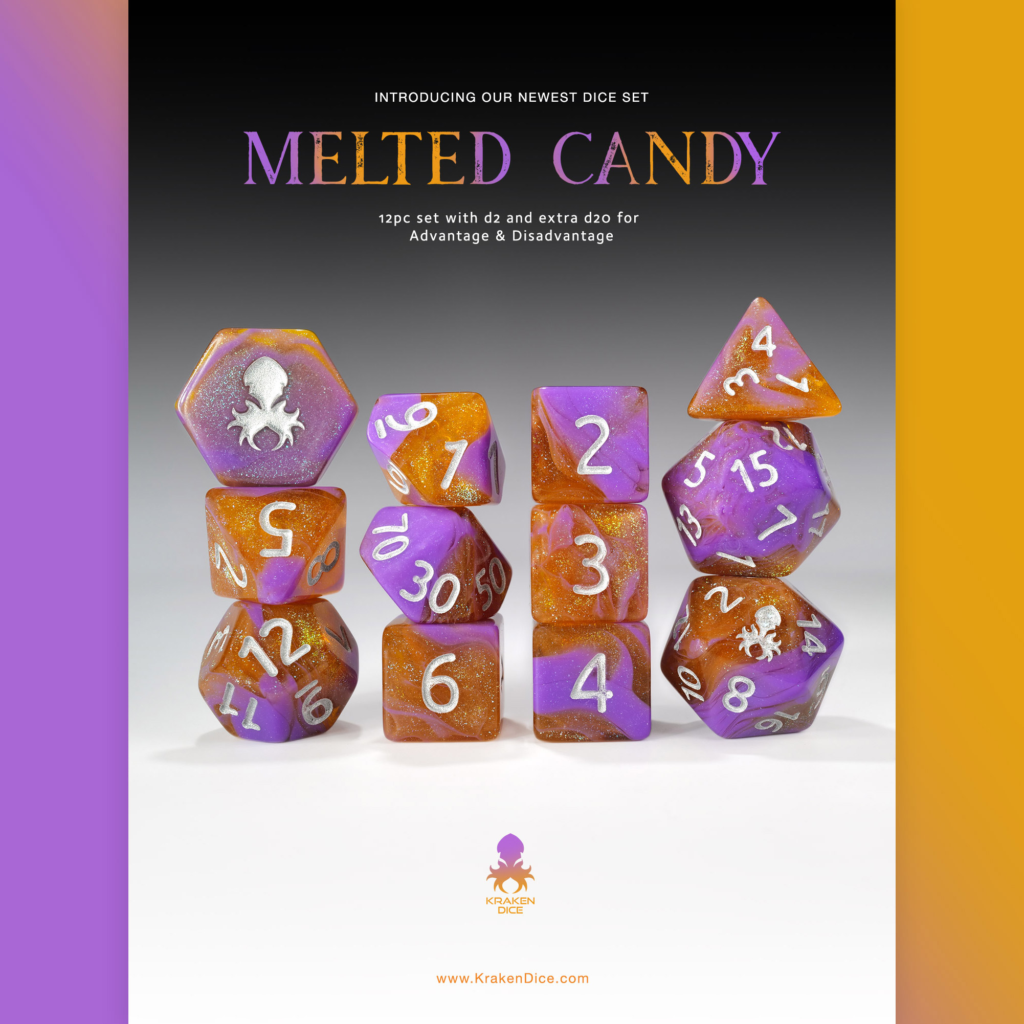 Melted Candy 12pc Dice Set