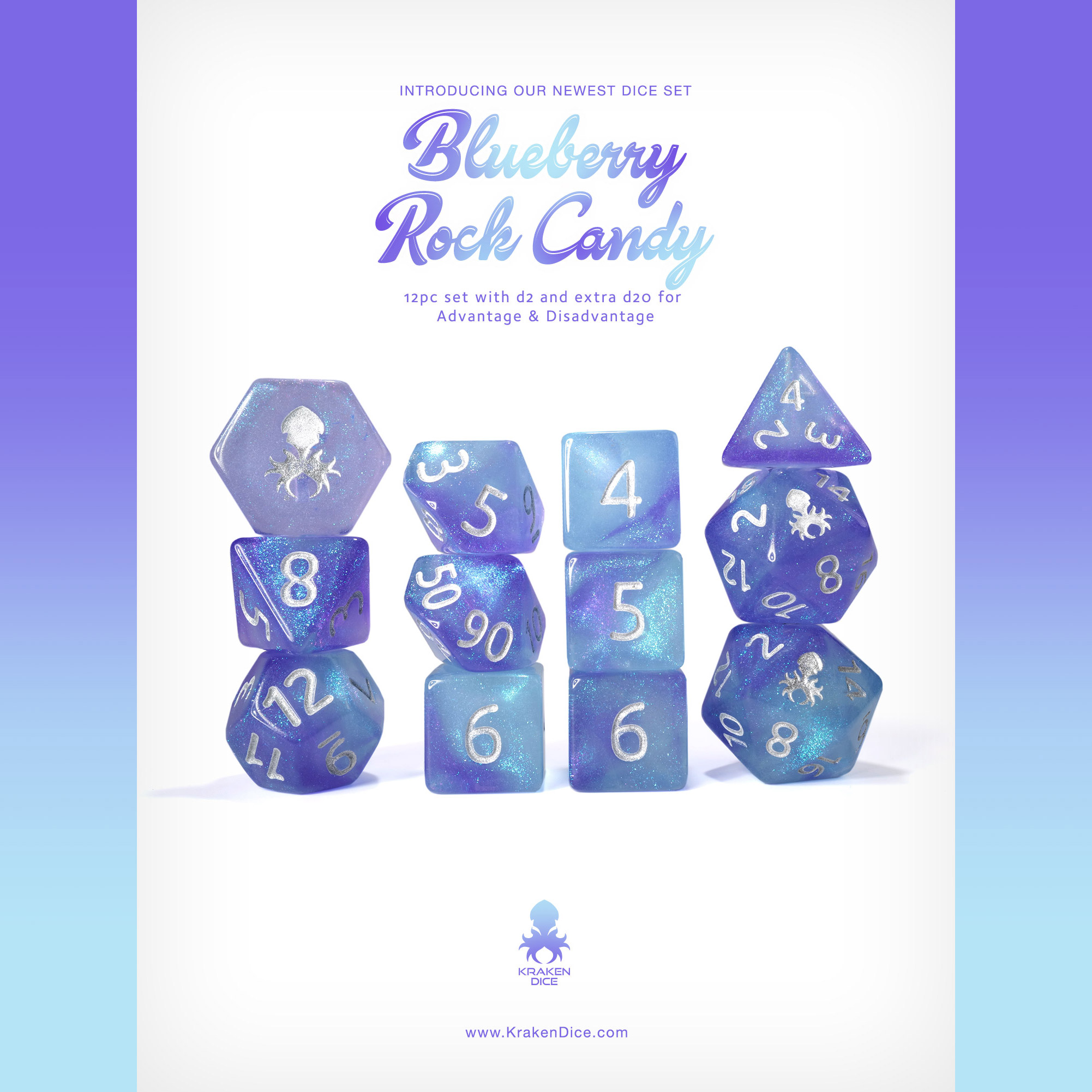 Blueberry Rock Candy Dice Set