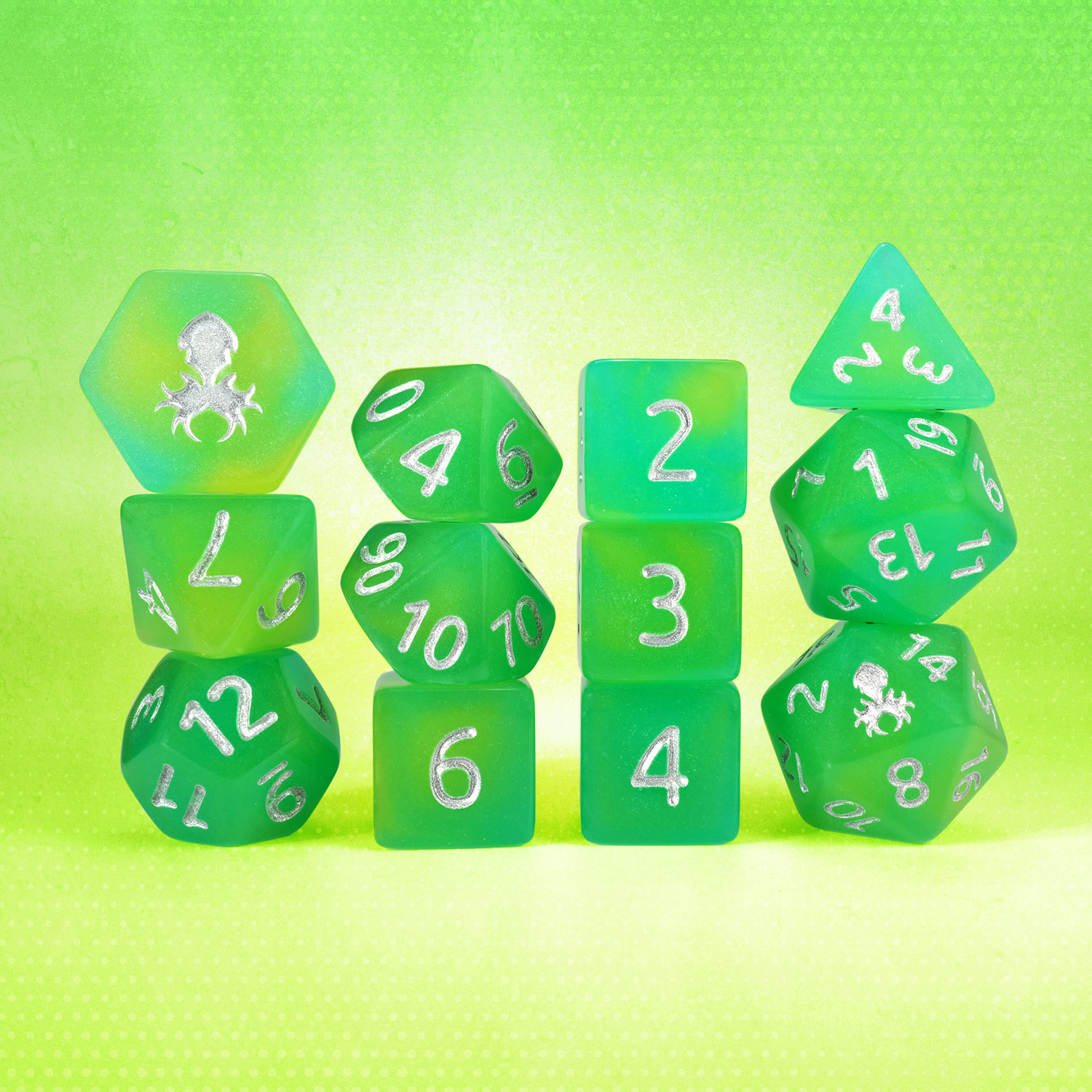 Lemon Lime Quencher Glow In The Dark 12pc Dice Set