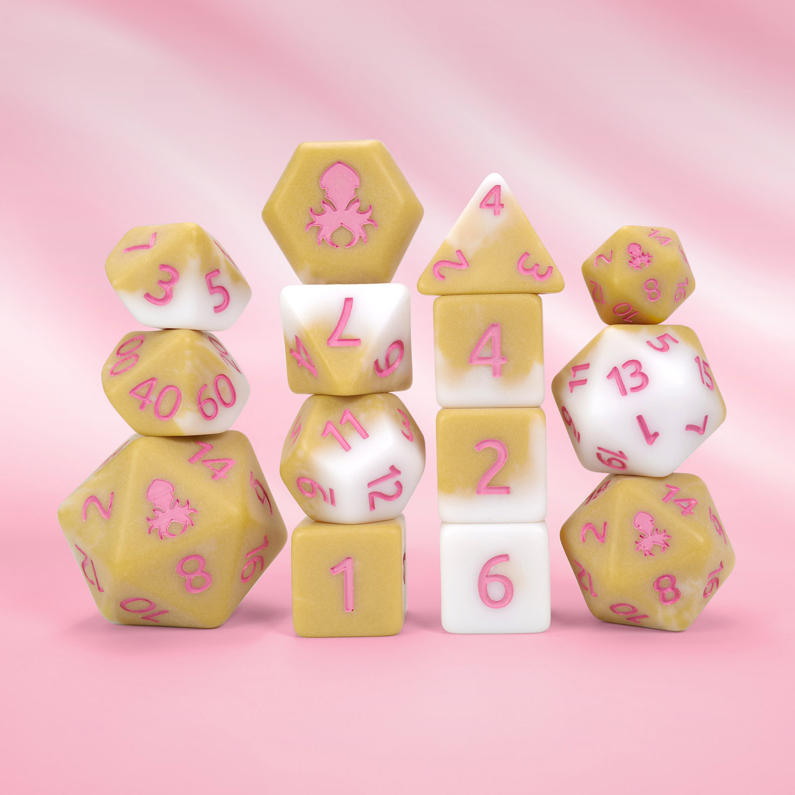 Strawberry Latte Matte 14pc Dice Set